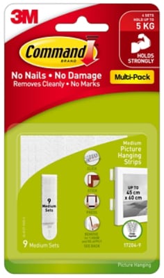 Command™ Picture Hanging Strips 17204VP, White, Medium, Value Pack, Front