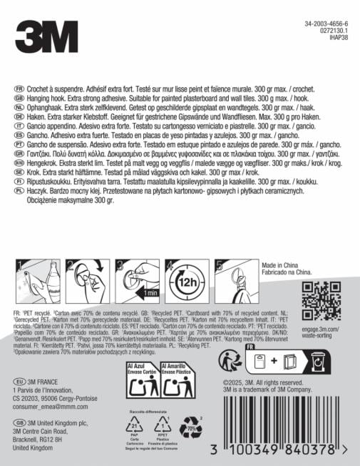 Nastro Adesivo A Ganci 8m X 20mm - Extra Forte Per Casa E DIY, Bianco