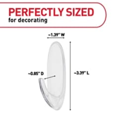 Command™ 17093CLR-ES clear hooks measurements, perfectly sized for decorating