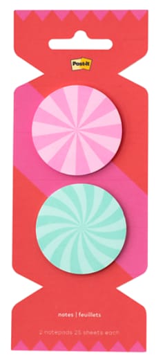 Post-it® Jingle Notes Candy HOL25-JN2-CY, 1.8x1.8in, Two pads, 50 sheet total