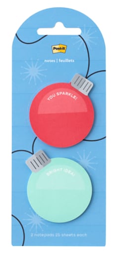 Post-it® Jingle Notes Ornaments HOL25-JN2-OR, 1.9x2.1in, Two pads, 25 sheets/pad