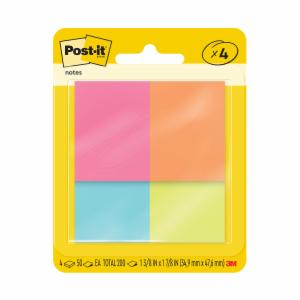 Post-it Notes 653-4AF, Poptimistic Collection, 1 3/8 in x 1 7/8 in, 4 Pads/Pack, 100% PEFC, SGSCH-PEFC-COC-110078image