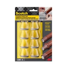 Scotch™ Flexible Chair Tips SP608-NA, Round, Clear, Beige pad, 1.5 in, 8 ct