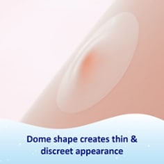 Nexcare™ acne patch holiday B+ enhanced image appearance image, dome shape creates thin & discret appereance