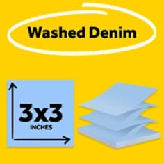 Post-it® Super Sticky Pop-up Notes R330-1SSB, Washed Denim, 3 x 3 in (76 x 76mm)