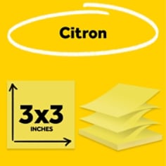 Post-it® Super Sticky Pop-up Notes R330-1SSY, Citron Yellow, 1 Pad, 90 sheet, 3x3in (76x76mm)
