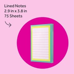 Post-it® Mini List Notes W25-34-2, Green-Yellow-Pink, 73mmx96mm