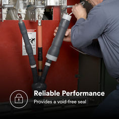 This is an infographic of 3M™ Cold Shrink QT-III Termination Kit 7620-T & 7690-T Series for 5-35 kV, Image 2. RELIABLE PERFORMANCE: Provides a void-free seal. Disclaimer: 3M believes that the 3M product photos used here are substantially similar to, by may not exactly depict, the actual 3M product. Please see 3M product specifications for detailed product information. As always, before using the 3M product, you must evaluate it and determine if it is suitable for your intended application.