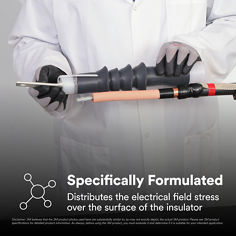This is an infographic of 3M™ Cold Shrink QT-III Termination Kit 7620-S, 7680-S & 7690-S Series, Image 3. SPECIFICALLY FORMULATED: Distributes the electrical field stress over the surface of the insulator. Disclaimer: 3M believes that the 3M product photos used here are substantially similar to, by may not exactly depict, the actual 3M product. Please see 3M product specifications for detailed product information. As always, before using the 3M product, you must evaluate it and determine if it is suitable for your intended application.