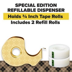 Scotch® Magic™ Tape Gold, 123R-G100, 3/4 in x 550 in, B+ Image 2
