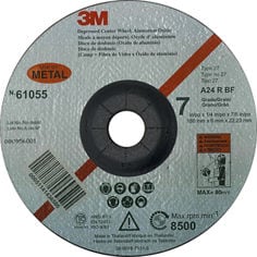3M™ 剛性砂輪片DCGW, 61055, A/O 24 R, T27, 180 mm x 6 mm x 22.23 mm