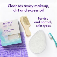 Buf-puf™ regular Facial Sponge 910-06 bplus 2 image, key visuals, cleans away make up, dirt and excess oil