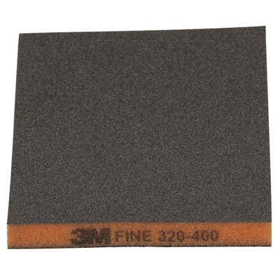 3M™ Two-Sided Sanding Sponge 23809, 124 mm x 98 mm (4.8 in x 3.8 in), Fine 320-400, Orange, 20 Ea / Carton, 9 Cartons / Case