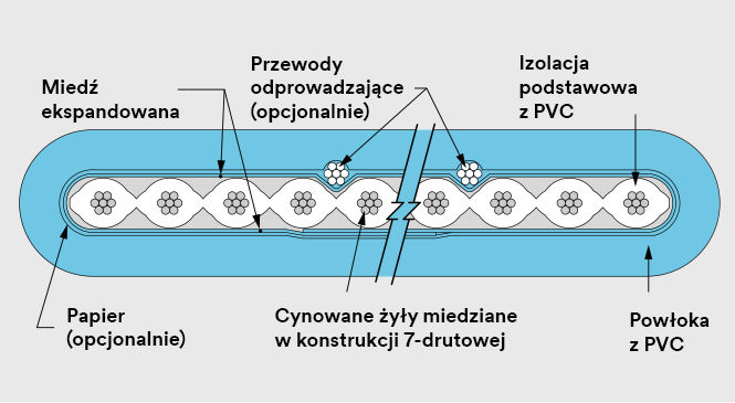Schemat przekroju poprzecznego przewodu.