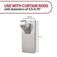 Command™ satin nickel  17654N-3ESFcurtain rod holder dimensions image