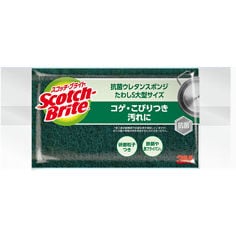 スコッチ・ブライト™-抗菌ウレタンスポンジたわしS大型サイズ-S-23KS,-グリーン,-120個/箱,-パッケージ画像表