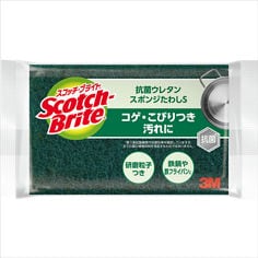 スコッチ・ブライト™-抗菌ウレタンスポンジたわしS-S-21KS,-グリーン,-120-個/箱,-パッケージ画像表