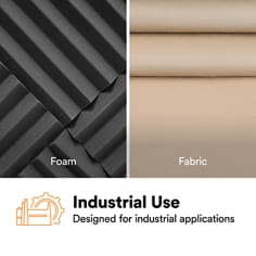 This is an infographic of 3M™ Fastbond™ Water-Based Foam and Fabric Adhesive 1074, Low VOC, Image 2. INDUSTRIAL USE: Designed for industrial applications. Foam, Fabric.
