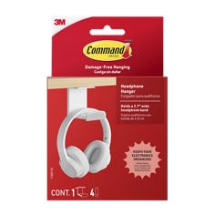 Command™ Headphone Hanger 17309-ES, 1 Hook, 4 Large strips, In Package 7100395506