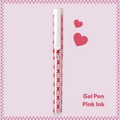 Post-it™ love notes gel pen pink ink, durable barrel with fun pattern pen, write down with style, celebrate valentine's and Galentine's day, gift ready with delightfull desktop accessories.