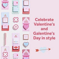 Post-it™ love notes gel pen pink ink, durable barrel with fun pattern pen, write down with style, celebrate valentine's and Galentine's day, gift ready with delightfull desktop accessories.