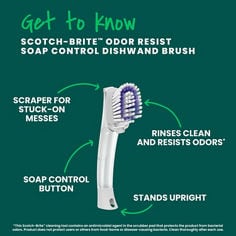 Scotch-Brite® Soap Control Odor Resist Dishwand Brush Scrubber 751U-4, B+ Module