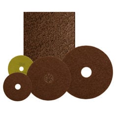 A group image of three various circle sizes in sienna, one in a greenish color and one in rectangel form in sienna