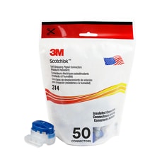 This is a product simple image of 3M™ Scotchlok™ Electrical IDC 314-POUCH, Pigtail, Self-Stripping, Blue, 22-14 AWG, Image 01.