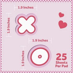 Post-it® Love Notes SVAL26-LN-2 2026  B+ | x o.jpg, valentines day, specialty notes, bplus images, 1.9 x 2.0 inches, working files, design files, love notes