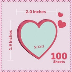 Post-it® Love Notes SVAL26-HN-8 2026  B+ | xoxo.jpg, valentines day, specialty notes, bplus images, 1.9 x 2.0 inches, working files, design files, love notes