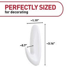 Command™ bplus white product dimensions , white medium hooks hanging