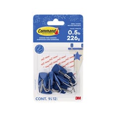 Command™ Small Wire Hooks 17067AF-4OJ-9EF, Cobalt Blue, 9 hooks, 12 strips, in package