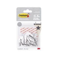 Command™ Small Wire Hooks 17067W-4OJ-9EF, White, 9 hooks, 12 strips, in package