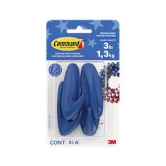 Command™ Medium Designer Hooks 17081AF-4OJ-4EF, Colbalt Blue, 4 hooks, 6 strips, in package