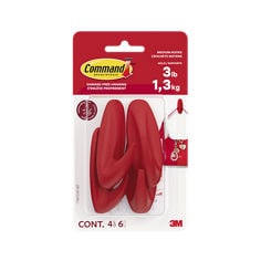 Command™ Medium Designer Hook 17081CHP-4EF, Chili Pepper, 4 hooks, 6 strips/pack, LTO
