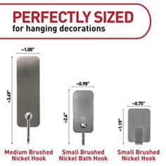 Command™ Bplus brushed nickel decor kit dimensions e-commerce image