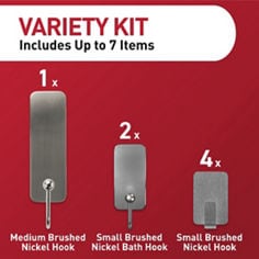 Command™ Bplus brushed nickel decor kit package contents e-commerce image