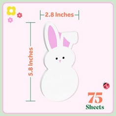 Post it®, Hoppy Notes, EAS26-HN-5 B+ 01, JPG file, hoppy notes Easter Collection, perfect for sweet surprises, stick securely and remove cleanly, all post-it notes are recyclable, gift ready, oh so cute, celebrate easter in style, 5.8 x 2.8 in, white and pink bunny shaped notes, 75 sheets per pad.