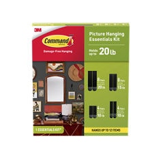 Command™ 17239blk In Package English/Spanish center image, 1 essentials kit, Picture Hanging Essentials Kit, 8 Pairs X-large, 8 Pairs Large, 4 Pairs Medium , 4 Pairs Narrow