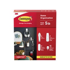 Command™ 17240 In Package English/Spanish center image, 1 variaty kit, Home Organization, 4 Cord Bundlers, 2 Large Utility Hooks, 2 Medium Wire Hooks, 10 Small Wire Hooks
