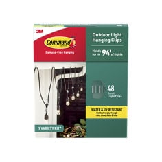 Command™ 17244 In Package English/Spanish center image, 1 Variaty Kit, Outdoor Light Hanging Clips, 48 small light clips