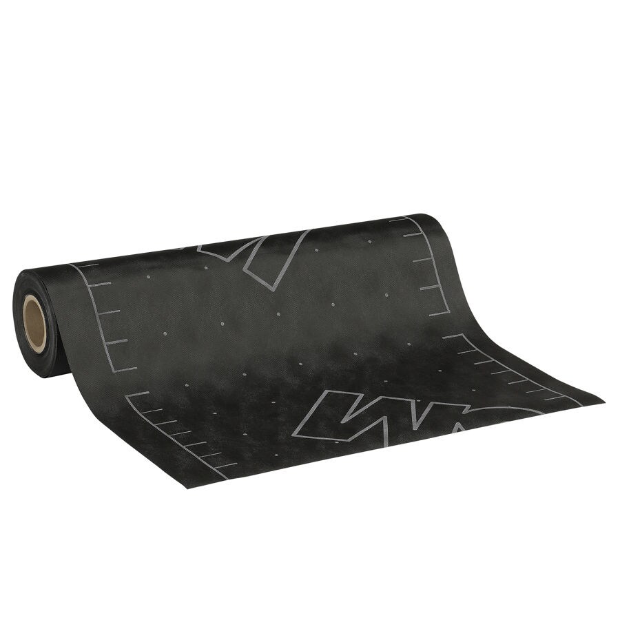 A partially unrolled sheet of textured, dark gray 3M non-woven air barrier membrane with light gray details.