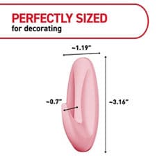 Command™ LTO blossom medium designer hook product dimensions image, B+ images for e-commerce, small wire hooks, medium hooks, medium designer hook, X-Large hook