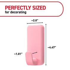 Command™ LTO blossom x large hook product dimensions image, B+ images for e-commerce, small wire hooks, medium hooks, medium designer hook, X-Large hook
