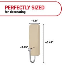 Command™ LTO latte medium hook product dimensions image, B+ images for e-commerce, small wire hooks, medium hooks, medium designer hook, X-Large hook