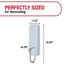 Command™ LTO sky medium hook product dimensions image, B+ images for e-commerce, small wire hooks, medium hooks, medium designer hook, X-Large hook