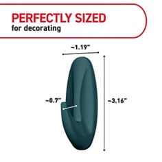 Command™ LTO twilight medium designer hook product dimensions image, B+ images for e-commerce, small wire hooks, medium hooks, medium designer hook, X-Large hook