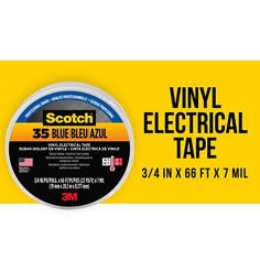 Scotch® 35 B+, Super 33+, Vinyl Electrical Tape Blue bursts, 3 rolls. Key Visual.