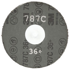 An orange 3M Roloc Fibre Disc 787C, 36+, TR