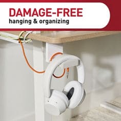 Command™ bplus application, WARP, headphone hook organizer damage free white image